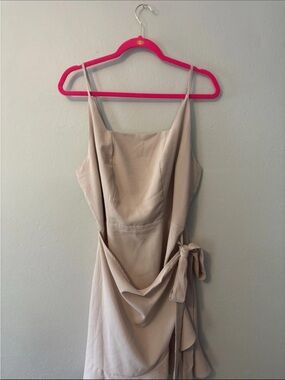 Beige Tie-Waist Slip Dress - Neutral Elegant Summer Dress